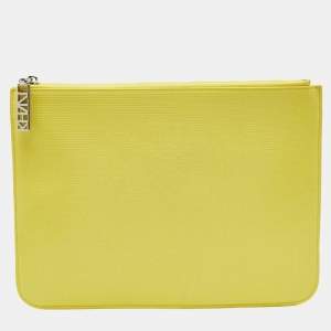 Kenzo Yellow Vinyl Tiger Motif Slim Clutch