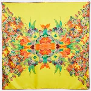 Kenzo Yellow Floral Print Silk Scarf