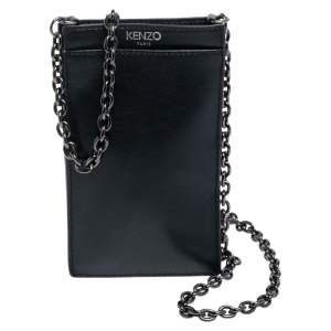 Kenzo Black Leather Eye Crossbody Phone Case