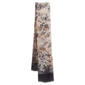 Kenzo Beige Floral Printed Cotton Scarf