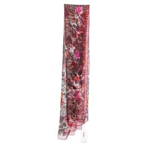 Kenzo Multicolor Floral Print Silk Scarf