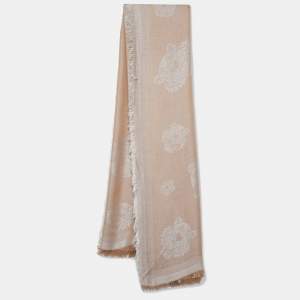 Kenzo Beige Tiger Motif Jacquard  Scarf