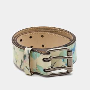 Kenzo Multicolor Floral Printed Leather Buckle Belt L