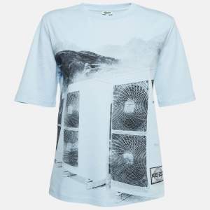 Kenzo Blue Printed Cotton Knit Tshirt S