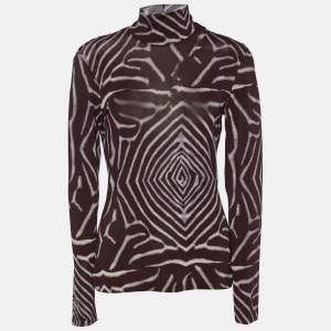 Kenzo Brown Printed Jersey Full Sleeves Top M