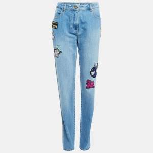 Kenzo Blue Applique Detail Denim Boyfriend Jeans M Waist 32"