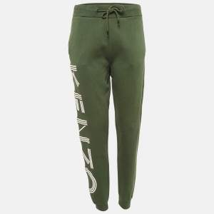 Kenzo Green Cotton Knit Printed Track Pants M