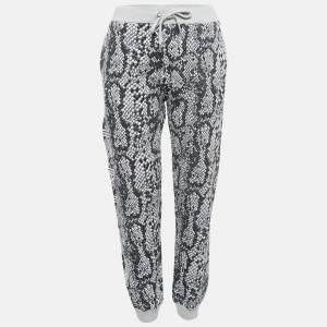 Kenzo Black/White Snake Print Cotton Knit Track Pants M