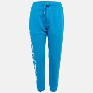 Kenzo Blue Cotton Knit Printed Track Pants S