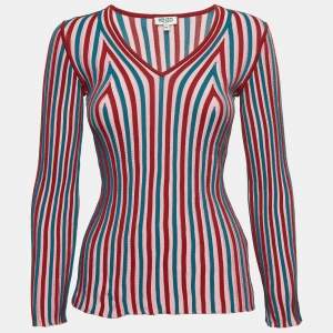 Kenzo Pink Rib Knit V-Neck Jumper M