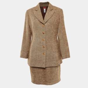Kenzo Brown Wool Blazer and Skirt Set L