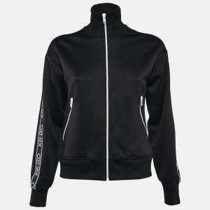 Kenzo Black Logo Embroidered Jersey Zip-Up Jacket XS