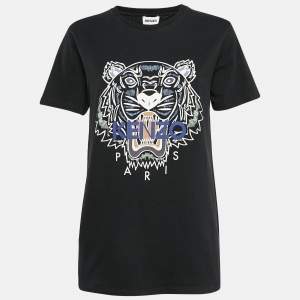 Kenzo Black Tiger Print Jersey Crew Neck T-Shirt M