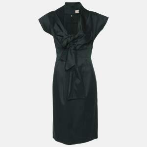 Kenzo Green Cotton Blend Tie Midi Dress S