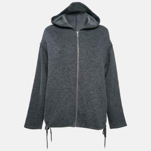 Kenzo Grey Tiger Embroidered Cotton Knit Zip-Up Hoodie M