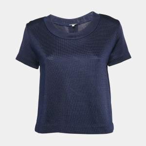Pre Owned Kenzo Navy Blue Knit Button Detail Top S
