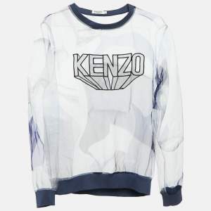 Kenzo Blue Printed Sheer Organza Sweatshirt S