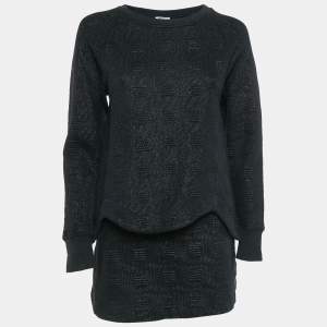 Pre Owned Kenzo Black Textured Lurex Knit Skirt & Sweatshirt Set S