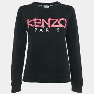 Kenzo Black Logo Bondage Fuxia Writing Cotton Sweatshirt M