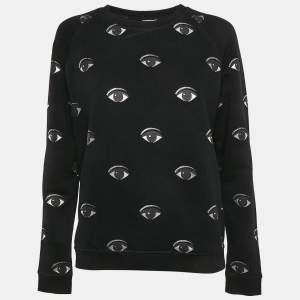 Kenzo Black Eye Logo Printed Cotton Knit Sweatshirt S