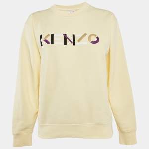 Kenzo Yellow Logo Embroidery Cotton Crewneck Sweatshirt M