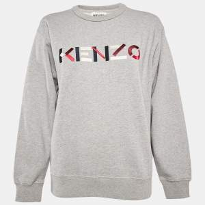 Kenzo Grey Logo Embroidery Crewneck Sweatshirt M
