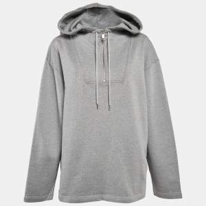 Kenzo Grey Logo Print Cotton Half Zipper Hooded Sweatshirt M