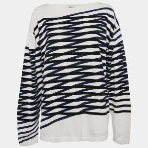 Kenzo Blue/Black Striped Cotton Knit Sweatshirt L