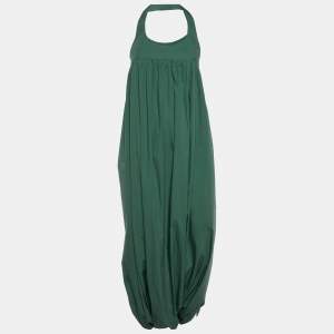 Kenzo Green Cotton Halter Neck Harem Wrap Jumpsuit L