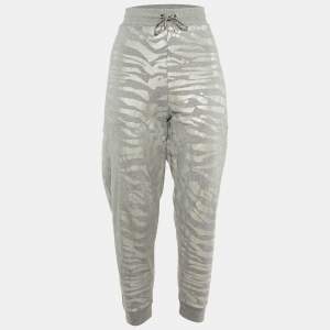 Kenzo Grey Metallic Print Cotton Jogger Pants L 