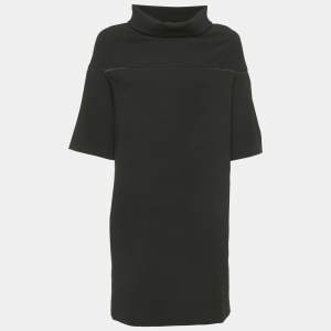 Kenzo Black Satin High Neck Mini Dress S