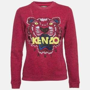 Kenzo Pink Tiger Embroidered Cotton Long Sleeve Sweatshirt S 