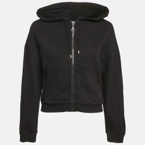 Kenzo Black Cotton Knit Zip-Up Hooded Jacket M