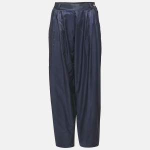 Kenzo Blue Gabardine Pleated Trousers M