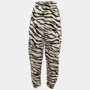 Kenzo White Lurex Printed Cotton Knit Pants M