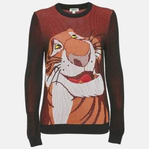 Kenzo x Disney Jungle Book Orange/Black Tiger Jacquard Knit Long Sleeve Sweater XS