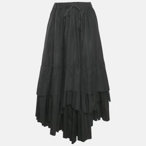 Kenzo Black Cotton Tiered Long Skirt M