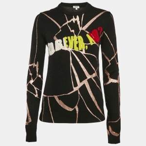 Kenzo Black Tufted and Metallic Print Wool Knit Sweater S