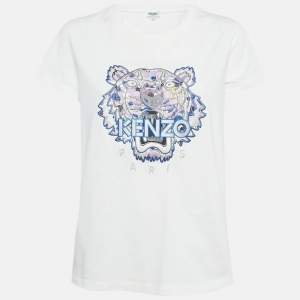 Pre Owned Kenzo White Tiger Embroidered Cotton T-Shirt S