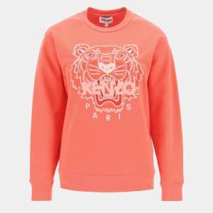 Pre Owned Kenzo Pink Tiger Logo Embroidered Cotton Sweatshirt L  
