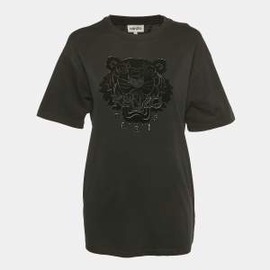 Pre Owned Kenzo Black Lion Applique Jersey T-Shirt S