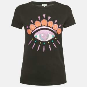 Pre Owned Kenzo Black Eye Print Cotton Crewneck T-shirt S
