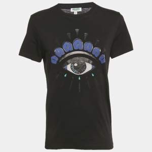 Pre Owned Kenzo Black Eye Print Cotton T-Shirt M