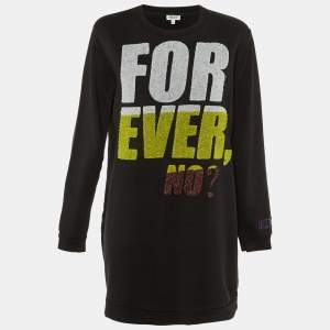 Pre Owned Kenzo Black 'Forever, No? Cotton Sweatshirt Dress XL
