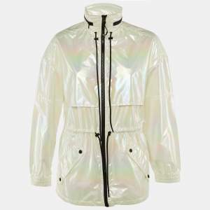 Pre Owned Kenzo Iridescent Logo Print Synthetic Concealed Hood Windbreaker Jacket M 