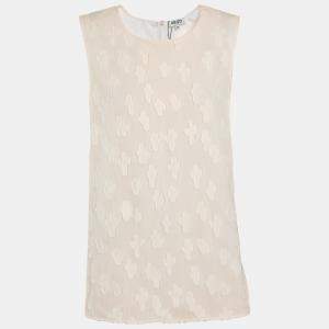 مملوكة مسبقًا Kenzo Cream Brocade Fabric Sleeveless Tops M