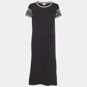 مم لوكة مسبقًا Kenzo Black Logo Print Jersey Midi Dress S