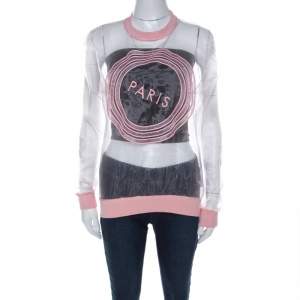 Kenzo Pink Paris Embroidered Sheer Pullover S