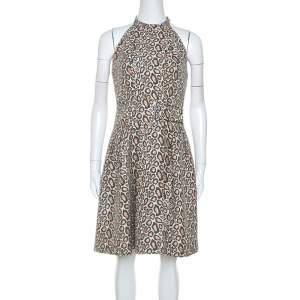 Pre Owned Kenzo Beige Animal Pattern Jacquard Sleeveless Dress S