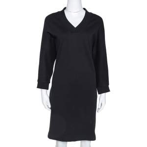 Pre Owned Kenzo Black Cotton Fleece Logo Print Sweatshirt Dress S